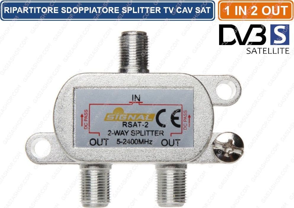 RIPARTITORE SDOPPIATORE SPLITTER SEGNALE TV SAT 6 db 1 INGRESSO 2 USCITE - 2