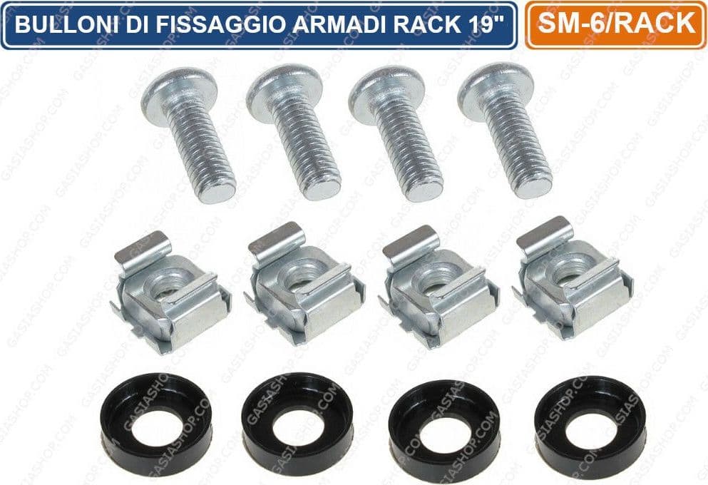 KIT BULLONI DI FISSAGGIO PANNELLI ATTREZZATURE PER ARMADI RACK 19" SET 4 PEZZI