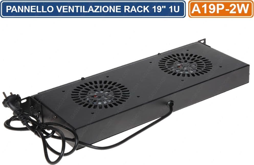 PANNELLO DI VENTILAZIONE 1U 230V ARMADIO RACK 19" DOPPIA VENTOLA INTERRUTTORE - 2