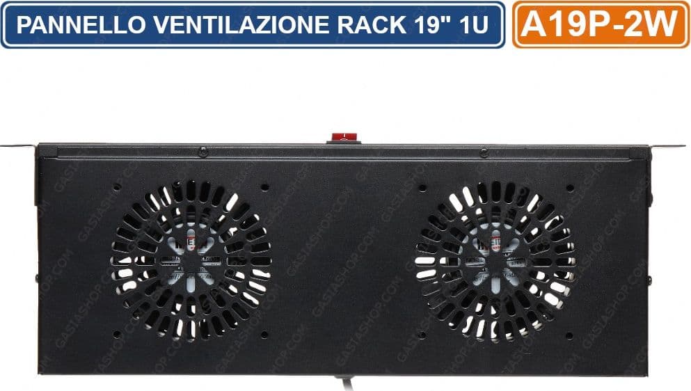 PANNELLO DI VENTILAZIONE 1U 230V ARMADIO RACK 19" DOPPIA VENTOLA INTERRUTTORE - 3