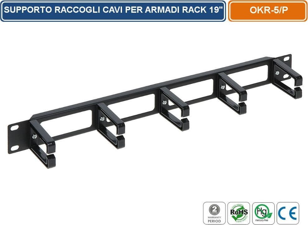 SUPPORTO RACCOGLI CAVI PER ARMADIO RACK 19" 1U