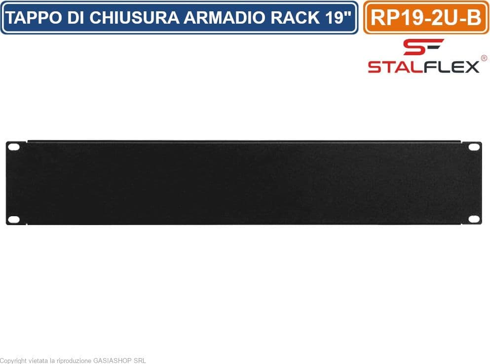 TAPPO DI CHIUSURA PANNELLO CIECO 2U PER SPAZI VUOTI IDONEO PER ARMADI RACK 19" - 2