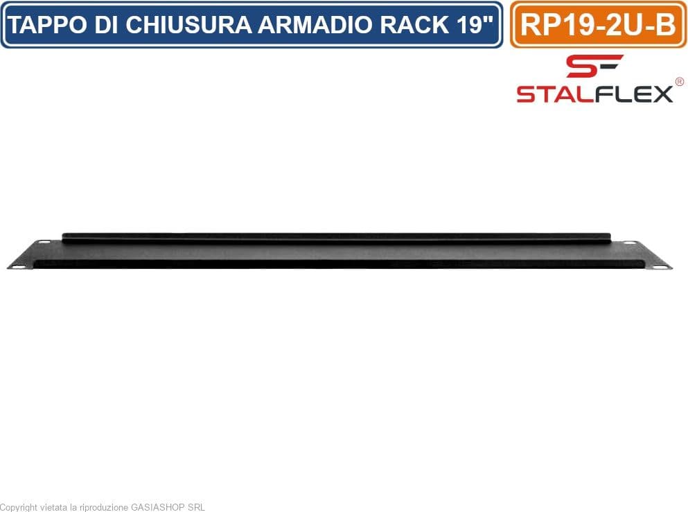 TAPPO DI CHIUSURA PANNELLO CIECO 2U PER SPAZI VUOTI IDONEO PER ARMADI RACK 19" - 3