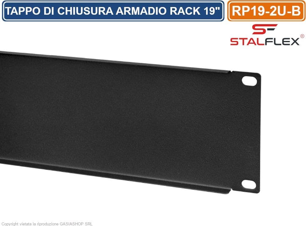 TAPPO DI CHIUSURA PANNELLO CIECO 2U PER SPAZI VUOTI IDONEO PER ARMADI RACK 19" - 4