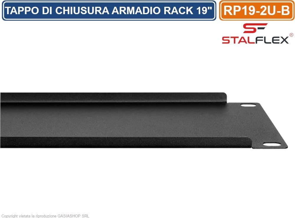 TAPPO DI CHIUSURA PANNELLO CIECO 2U PER SPAZI VUOTI IDONEO PER ARMADI RACK 19" - 5