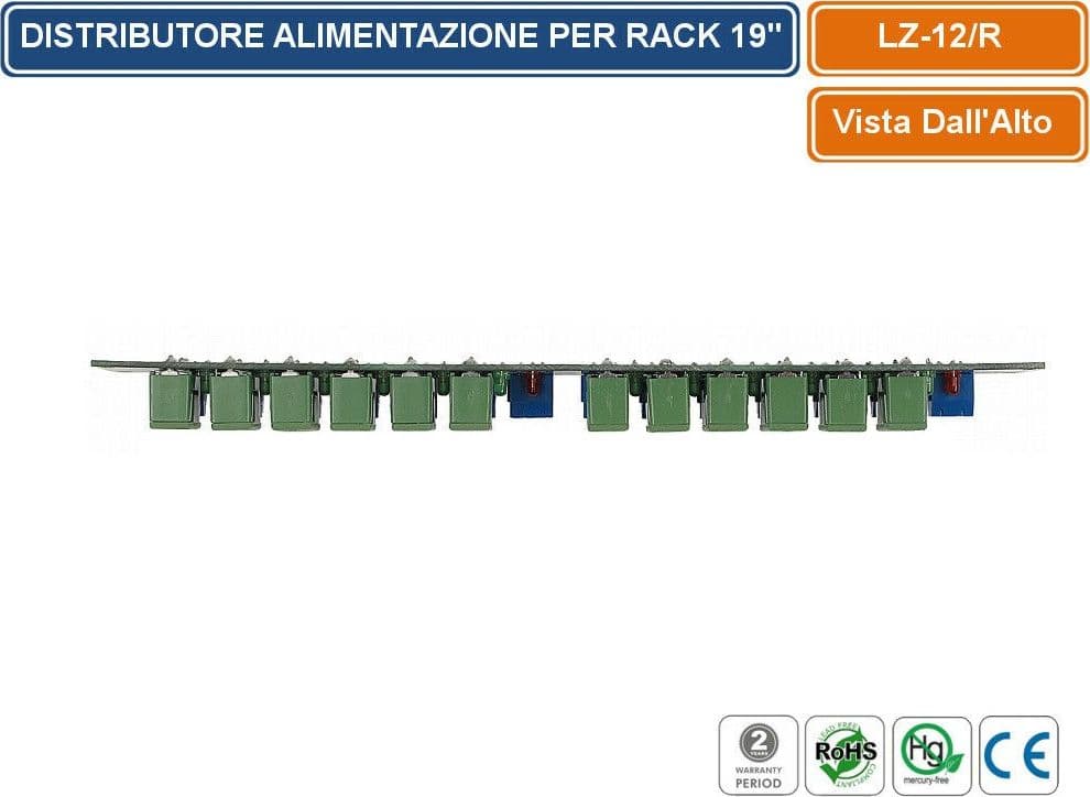 DISTRIBUTORE DI ALIMENTAZIONE 12/24V 16 USCITE 1A SCHEDA PCB MONTAGGIO RACK 19" - 4