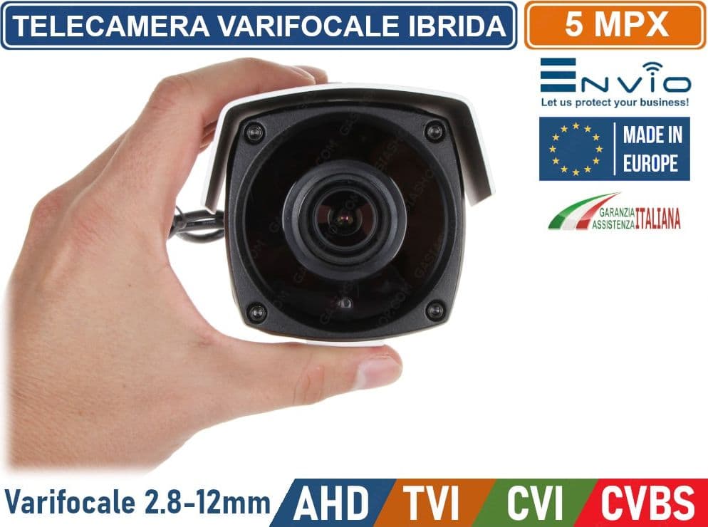 TELECAMERA IBRIDA 4in1 AHD TVI CVI CVBS VARIFOCALE 2,8-12mm 5MP IP65 VISIONE NOTTURNA 40 METRI - 5