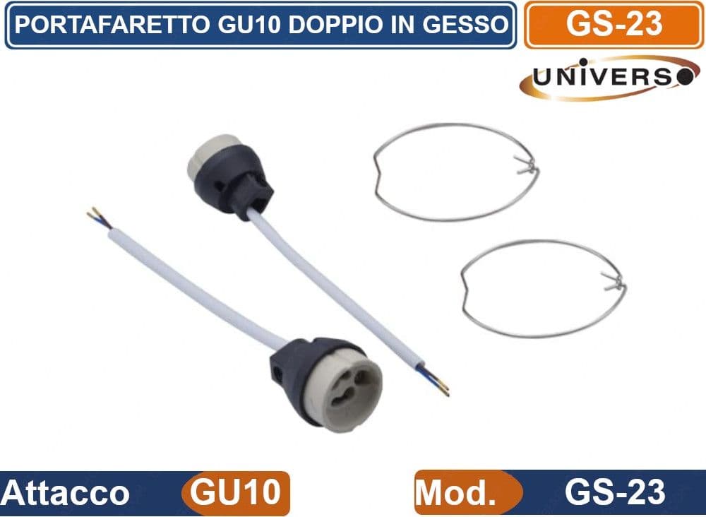 PORTAFARETTO DOPPIO RETTANGOLARE DA INCASSO IN GESSO VERNICIABILE PER LAMPADINE GU10 E GU5.3 - 5