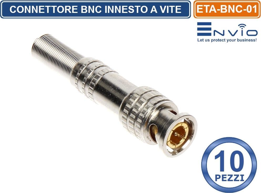 CONFEZIONE 10 PEZZI CONNETTORE BNC MASCHIO A VITE FINALE PER CAVO COASSIALE RG59 CCTV DVR