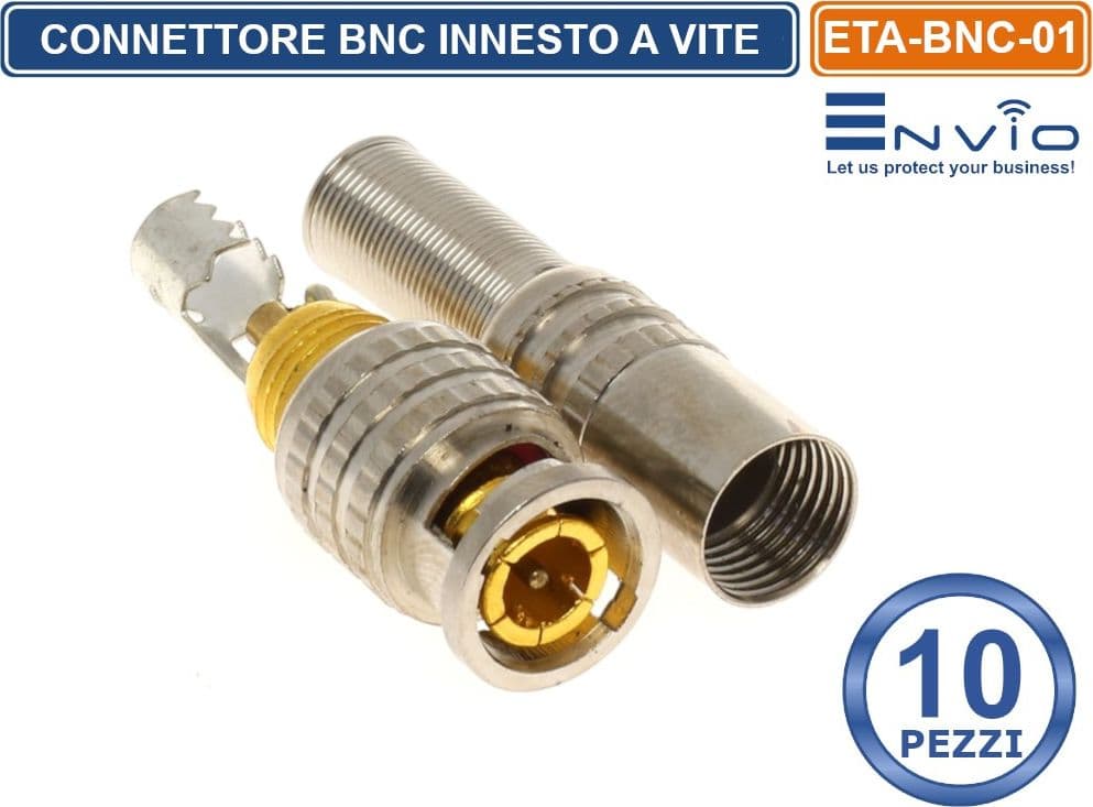 CONFEZIONE 10 PEZZI CONNETTORE BNC MASCHIO A VITE FINALE PER CAVO COASSIALE RG59 CCTV DVR - 3