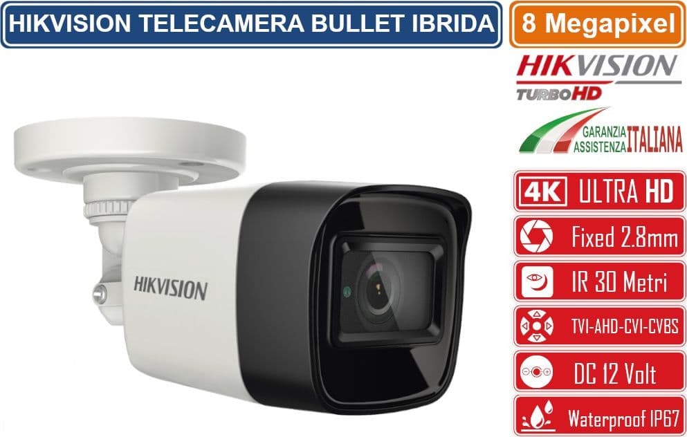 HIKVISION DS-2CE16U1T-ITF TELECAMERA BULLET 4IN1 TVI/AHD/CVI/CVBS HD 4K ULTRA HD 8MP 2.8MM OSD IP67 - 2