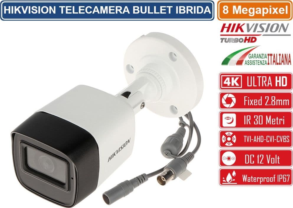 HIKVISION DS-2CE16U1T-ITF TELECAMERA BULLET 4IN1 TVI/AHD/CVI/CVBS HD 4K ULTRA HD 8MP 2.8MM OSD IP67 - 3