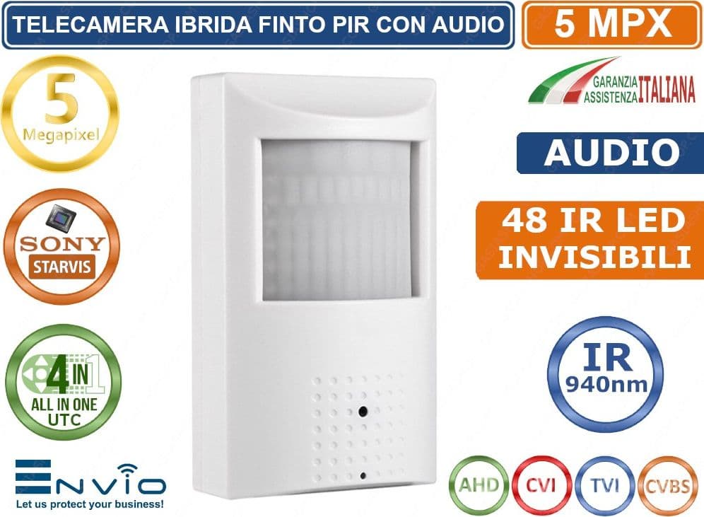 TELECAMERA IBRIDA 4 IN 1 FINTO PIR 5 MP LENTE DA 3.7mm 48 IR LED INVISIBILI 940NM UTC OSD MENU - 2