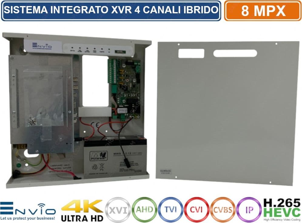 XVR DVR ERMETICO IN BOX METALLICO 6in1 AHD CVI TVI CVBS IP 4 CANALI UTC ULTRA HD 4K 8MP P2P CLOUD XMEYE HDMI WIFI READY