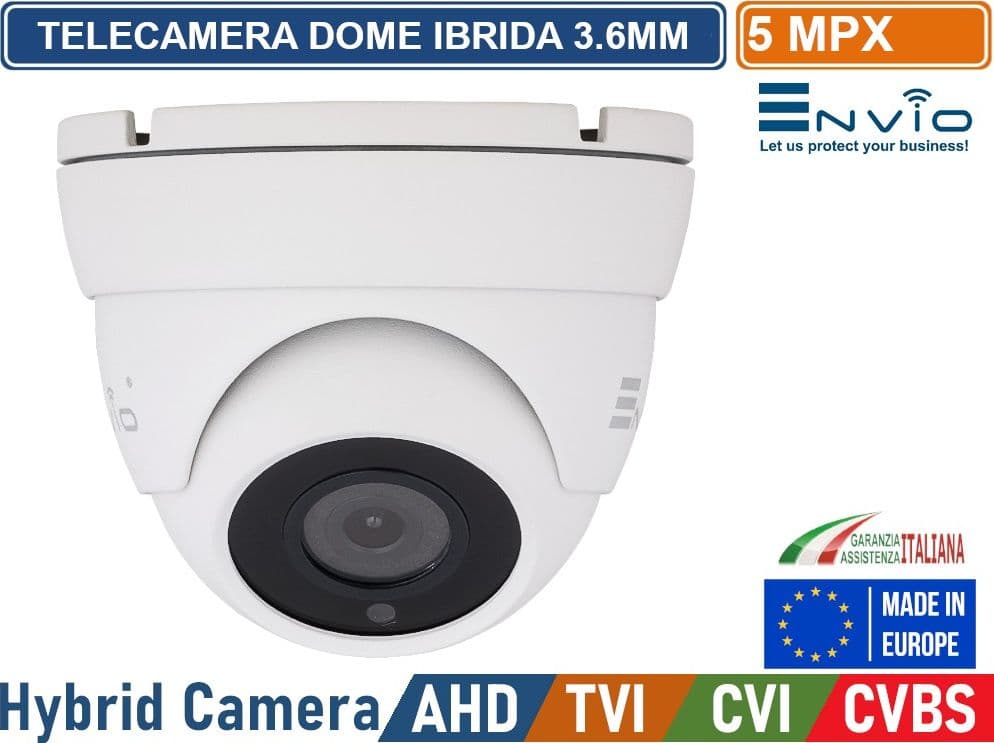 TELECAMERA DOME IBRIDA 4in1 AHD TVI CVI CVBS OTTICA DA 2.8mm 5MP 12 SMD IR LED IP65 - 2