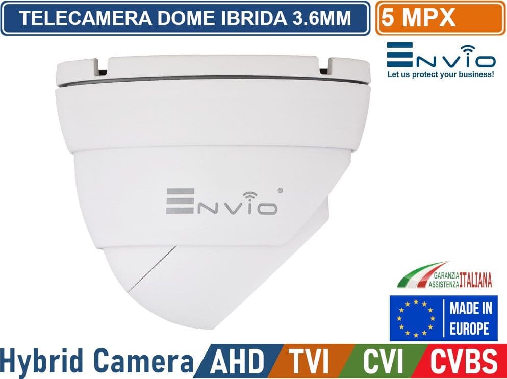 TELECAMERA DOME IBRIDA 4in1 AHD TVI CVI CVBS OTTICA DA 2.8mm 5MP 12 SMD IR LED IP65 - 3