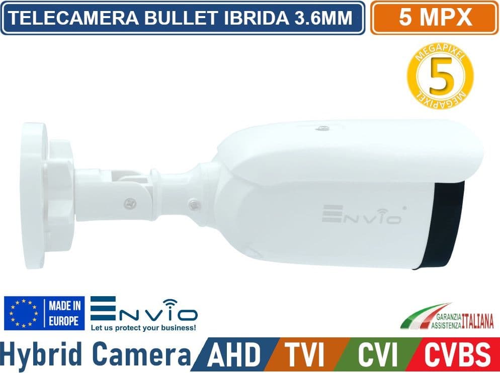 TELECAMERA CCTV VIDEOSORVEGLIANZA BULLET IBRIDA 4in1 AHD TVI CVI CVBS 5 MP 2592x1944 3.6MM 20 METRI DA ESTERNO - 2
