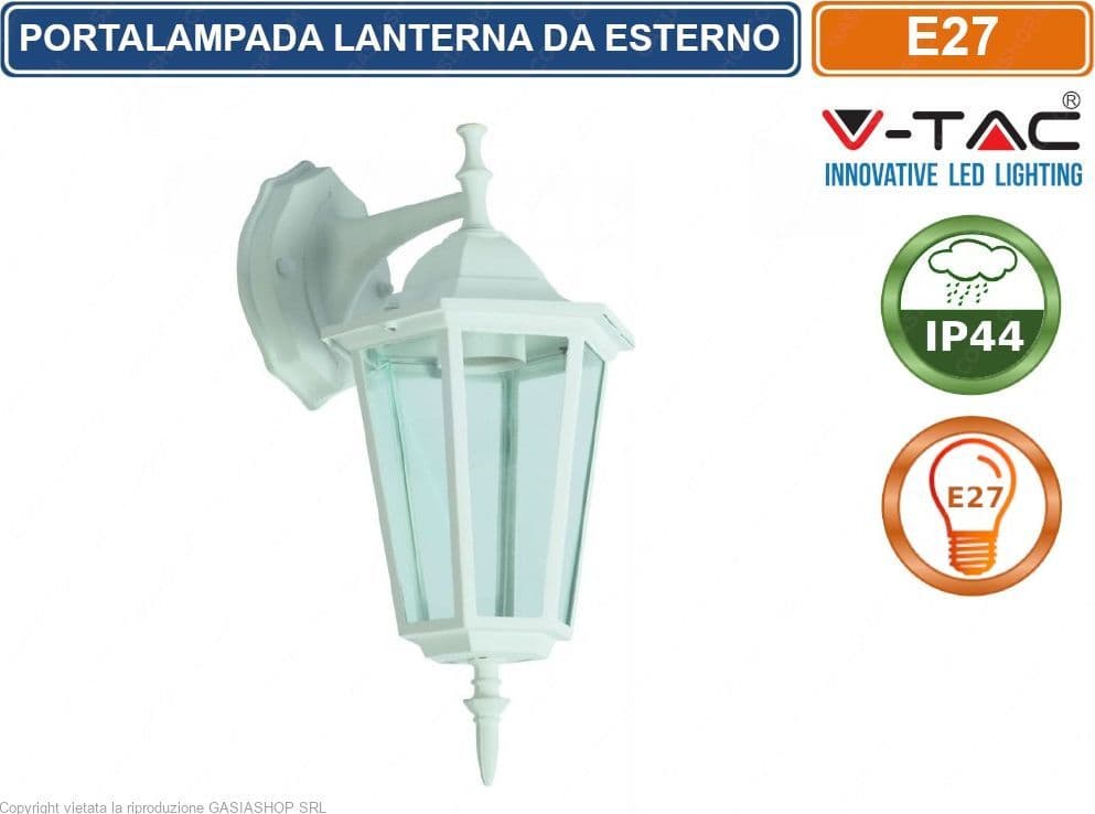 V-TAC VT-750 PORTALAMPADA DA GIARDINO WALL LIGHT DA MURO PER LAMPADINE E27 - SKU 7069 - 2