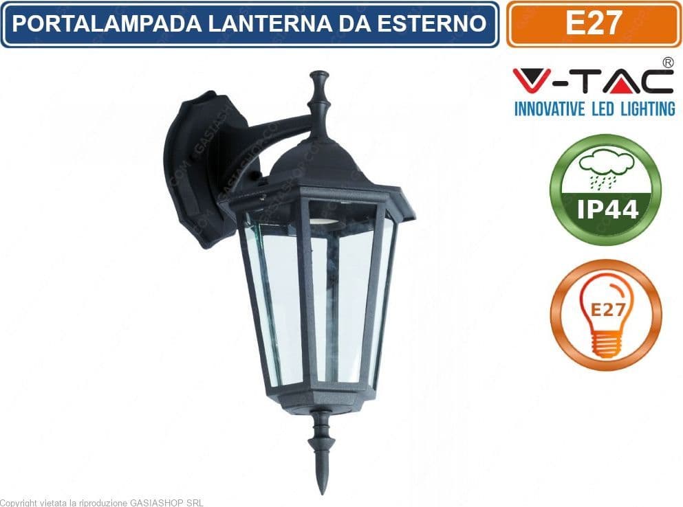V-TAC VT-750 PORTALAMPADA DA GIARDINO WALL LIGHT DA MURO PER LAMPADINE E27 - SKU 7068 - 2