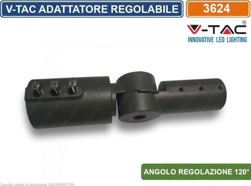 V-TAC VT-795 ADATTATORE REGOLABILE PER LAMPADE ARMATURE STRADALI - SKU 3624 - 2