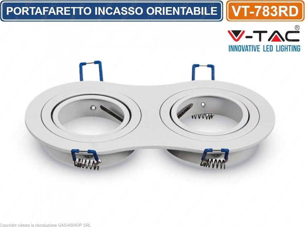 V-TAC VT-783RD PORTAFARETTO ORIENTABILE DA INCASSO PER 2 LAMPADINE GU10 E GU5.3 - SKU 3601 - 2