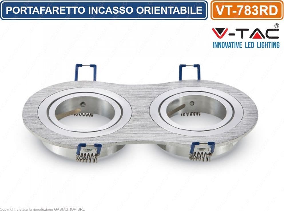 V-TAC VT-783RD PORTAFARETTO ORIENTABILE DA INCASSO PER 2 LAMPADINE GU10 E GU5.3 - SKU 3602 - 2