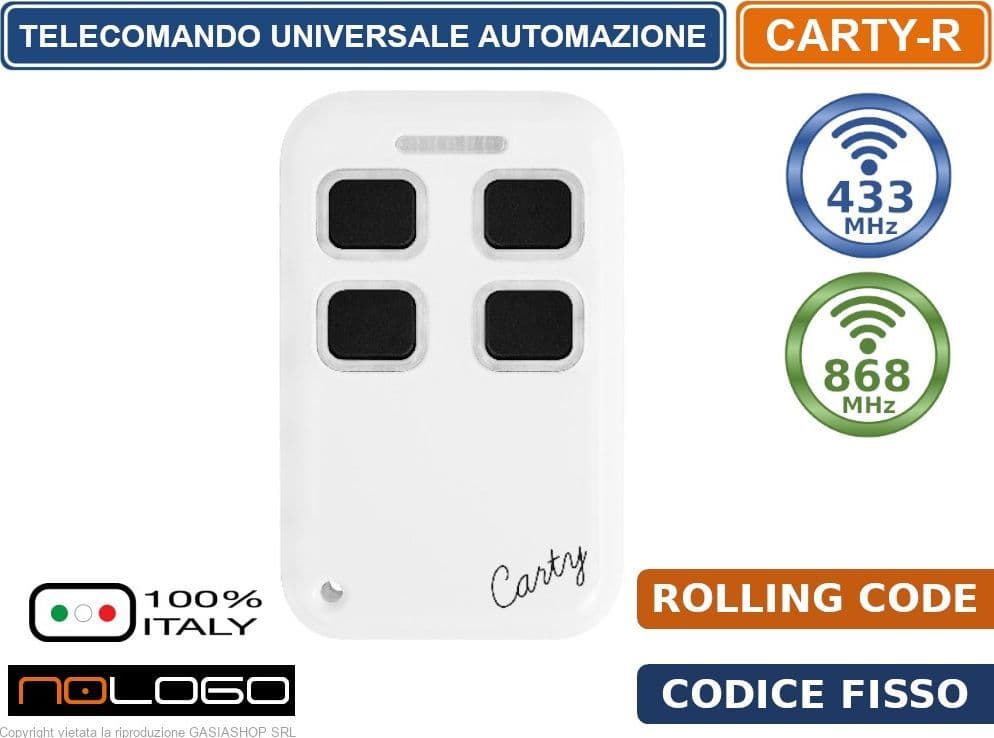 TELECOMANDO RADIOCOMANDO PER AUTOMAZIONE CANCELLI DOPPIA FREQUENZA 433 MHZ 868 MHZ CODICE FISSO ROLLING CODE - 2
