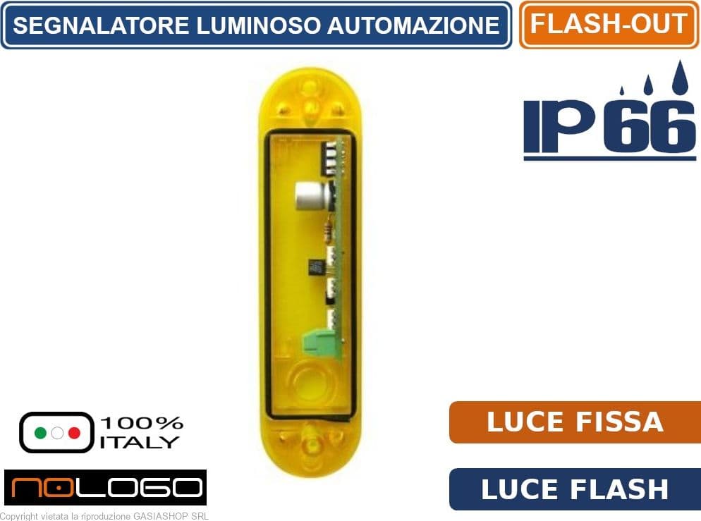 SEGNALATORE LUMINOSO CON SCHEDA ELETTRONICA A LUCE LED FLASH-IN LAMPEGGIANTE E FISSA DA ESTERNO IP66 - 3