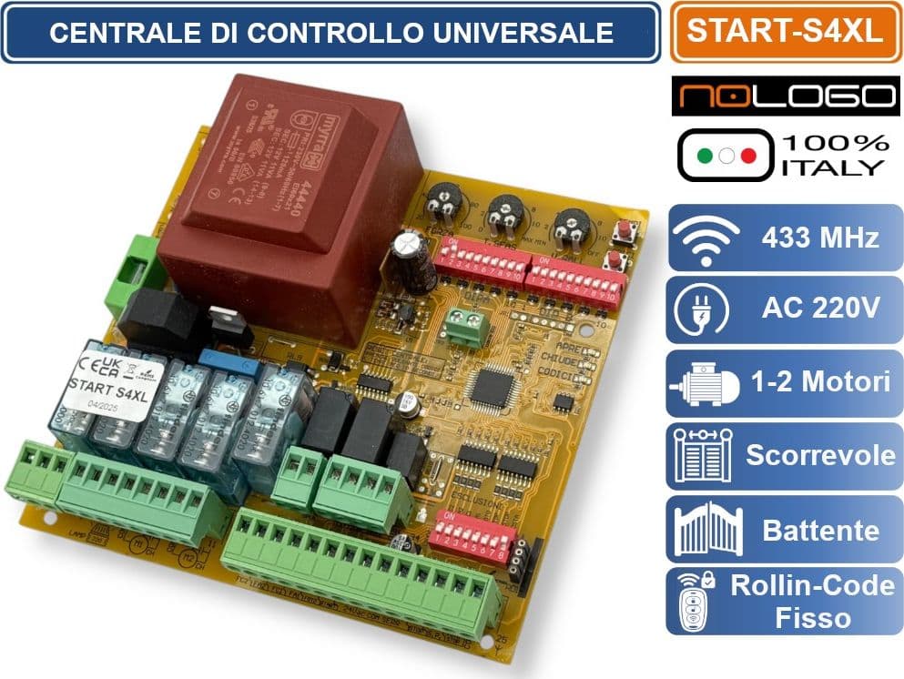 CENTRALINA CENTRALE DI COMANDO UNIVERSALE 1 / 2  MOTORi 230VAC PER CANCELLO AD ANTA E SCORREVOLE  - START-S4XL - 2