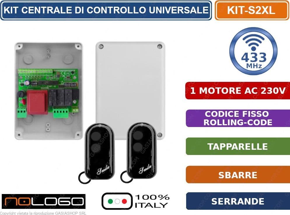 KIT AUTOMAZIONE DI CONTROLLO PER SERRANDA TAPPARELLA TENDE COMPLETO DI DUE TELECOMANDI - 2