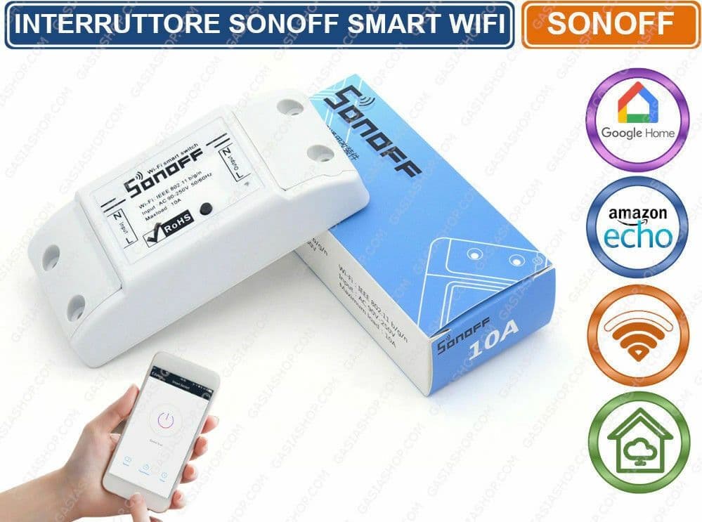 INTERRUTTORE 1 CANALE SMART WIFI SONOFF BASIC SWITCH COMPATIBILE CON AMAZON ALEXA GOOGLE