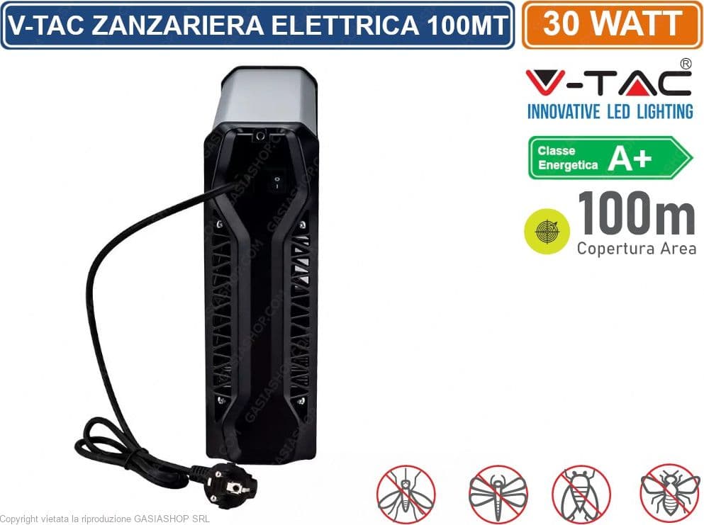 V-TAC VT-3230 ZANZARIERA ELETTRICA INSECT KILLER LAMPADA UV 30W LUCE BLU ATTIRA ED ELIMINA INSETTI - SKU 11181 - 4