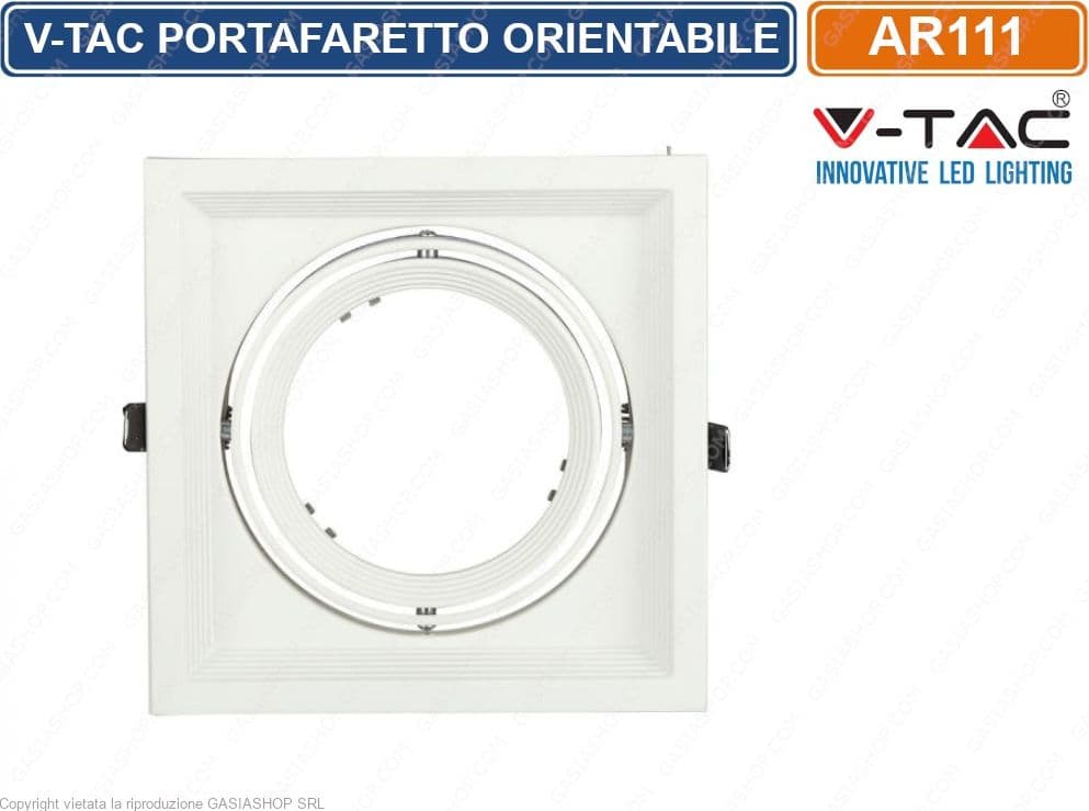 V-TAC VT-7221 PORTAFARETTO ORIENTABILE DA INCASSO PER LAMPADINE AR111 - SKU 3575 - 2