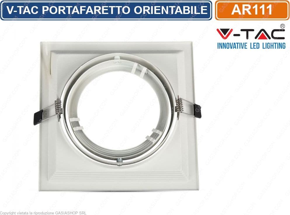 V-TAC VT-7221 PORTAFARETTO ORIENTABILE DA INCASSO PER LAMPADINE AR111 - SKU 3575 - 4
