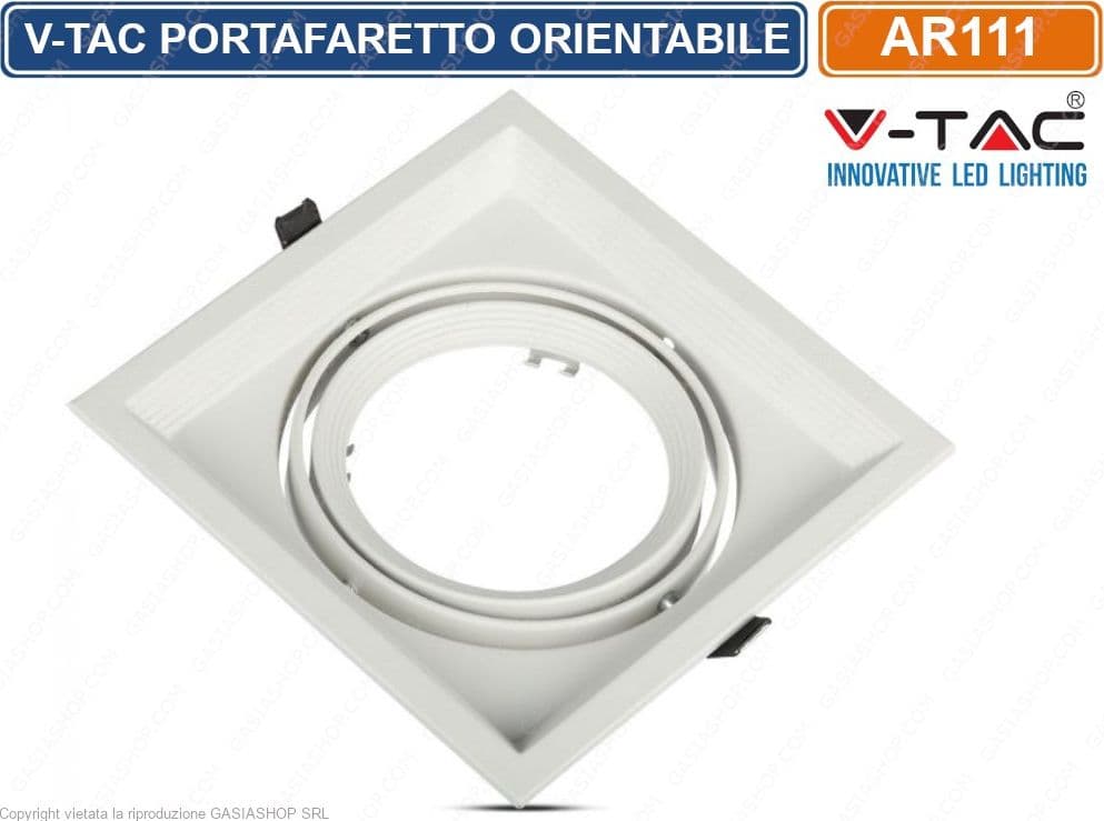 V-TAC VT-7221 PORTAFARETTO ORIENTABILE DA INCASSO PER LAMPADINE AR111 - SKU 3575 - 5