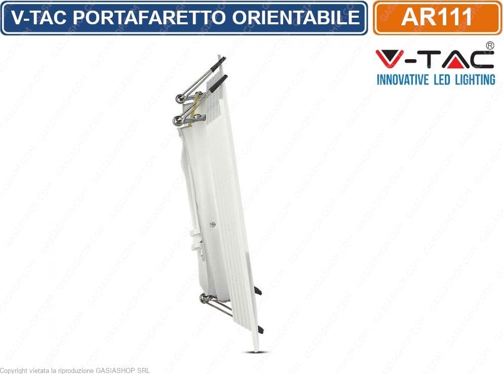 V-TAC VT-7222 PORTAFARETTO DOPPIO ORIENTABILE DA INCASSO PER LAMPADINE AR111 - SKU 3576 - 3