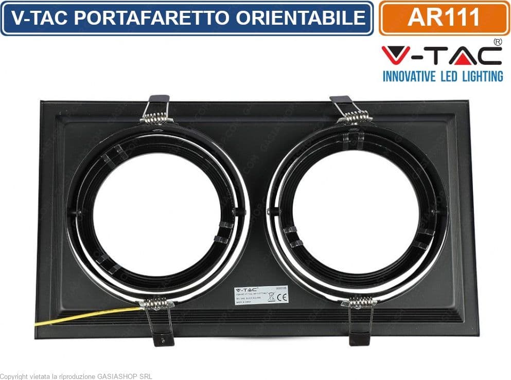 V-TAC VT-7222 PORTAFARETTO DOPPIO ORIENTABILE DA INCASSO PER LAMPADINE AR111 - SKU 3582 - 5