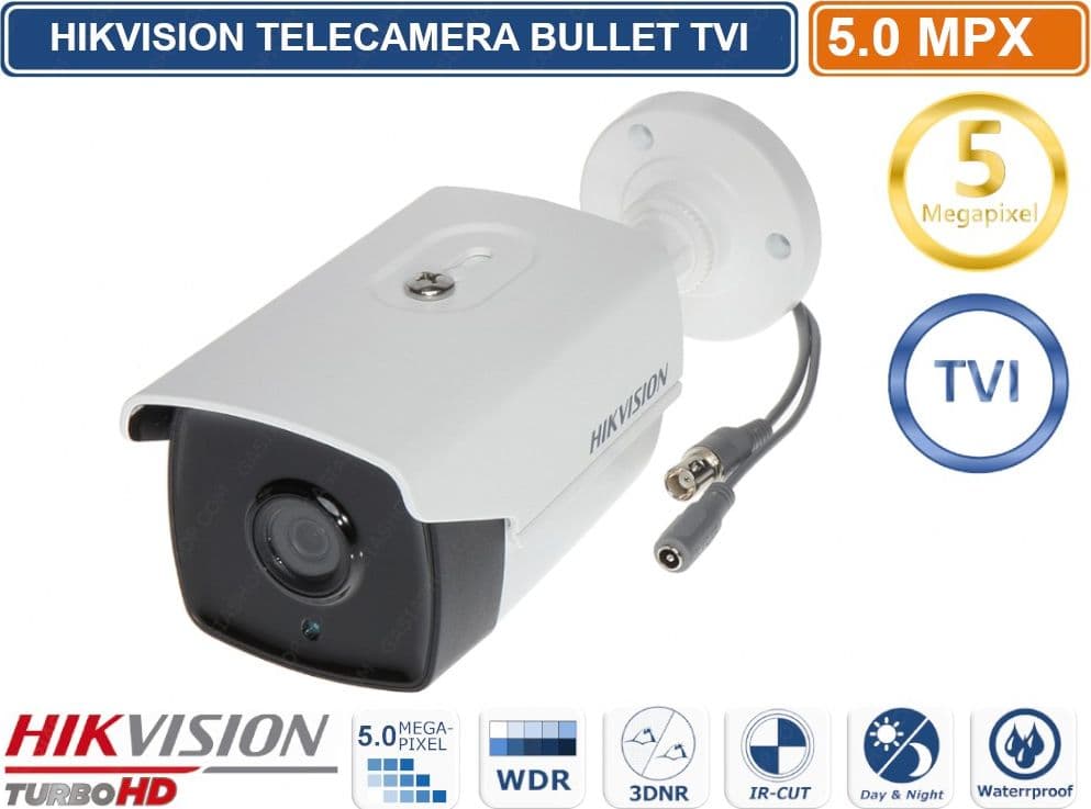 TELECAMERA BULLET HD-TVI HIKVISION TURBO HD 5MP 3.6MM VISIONE NOTTURNA 40 METRI EXIR TECHNOLOGY IP67 - 3