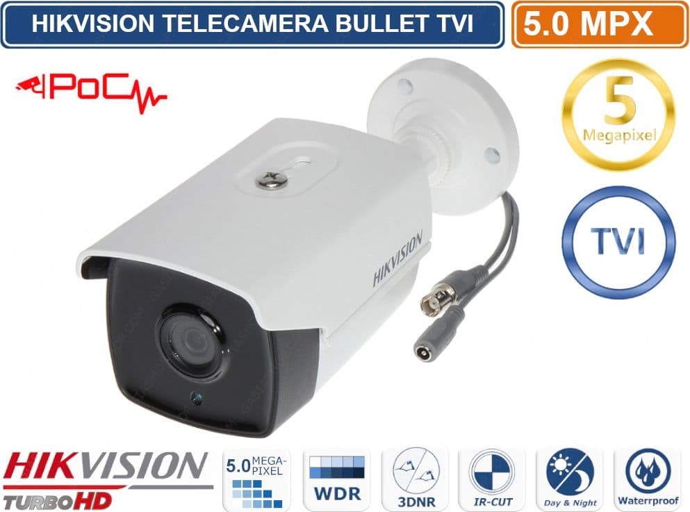 TELECAMERA BULLET HD-TVI HIKVISION TURBO HD 5MP POC 3.6MM VISIONE NOTTURNA 40 METRI EXIR TECHNOLOGY IP67 - 2