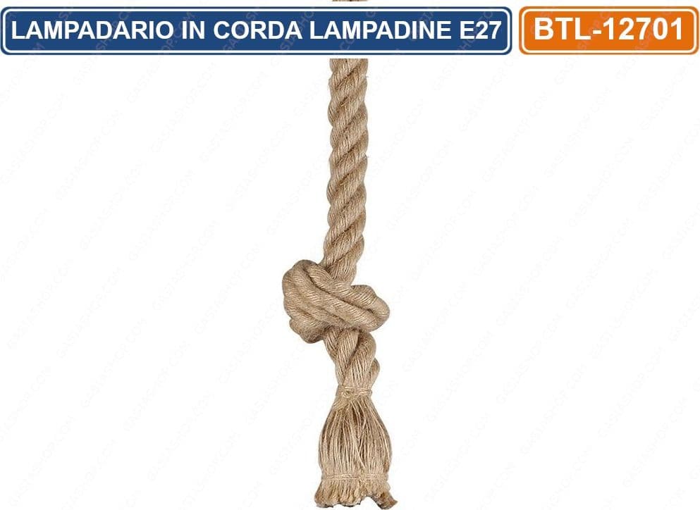 LAMPADARIO IN CORDA CON PORTALAMPADA PER LAMPADINE ATTACCO E27 1.5 METRI - 4