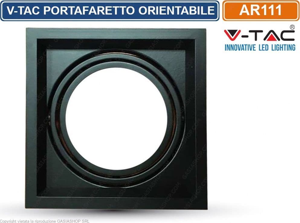 V-TAC VT-7221 PORTAFARETTO ORIENTABILE DA INCASSO PER LAMPADINE AR111 - SKU 3581 - 2