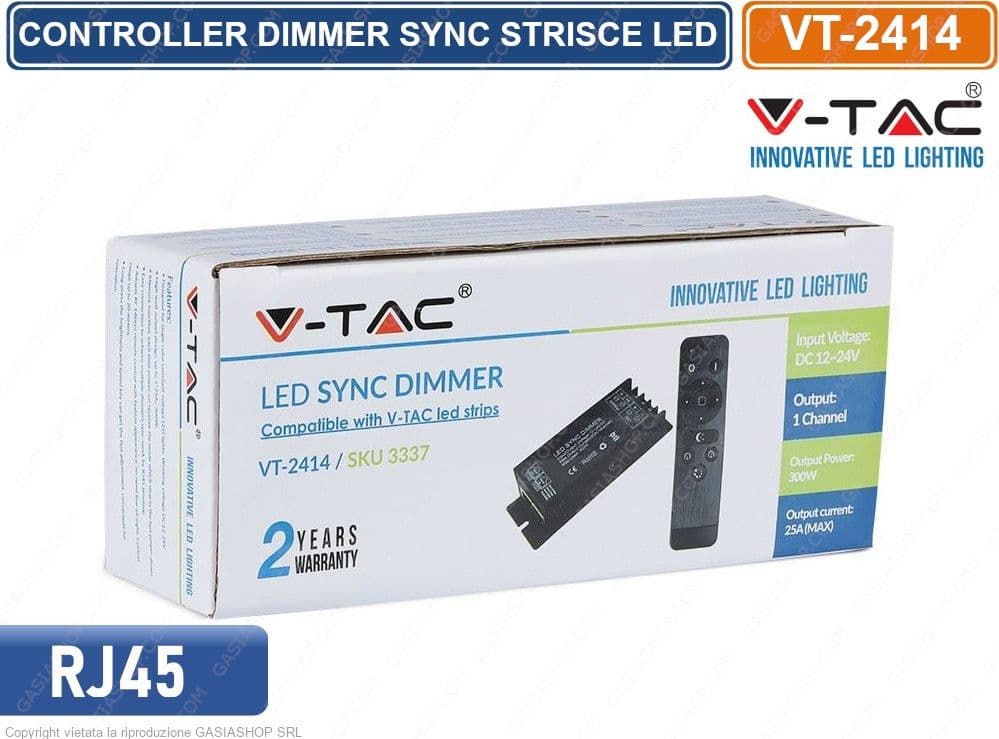 V-TAC VT-2414 CONTROLLER DIMMER SYNC CONNESIONE RJ45 PER STRISCE LED CON TELECOMANDO - SKU 3337 - 5