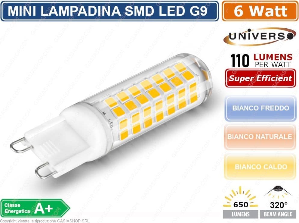 CONFEZIONE 15 MINI LAMPADINA CORN TUBOLARE LED SMD 2835 G9 6W WATT 680 LUMEN LUCE CALDA NATURALE FREDDA - 3