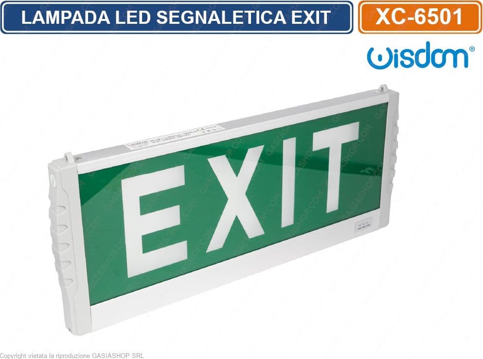 LAMPADA LED DI EMERGENZA A SOSPENSIONE CON SEGNALETICA USCITA EXIT 3W 6500K - 2