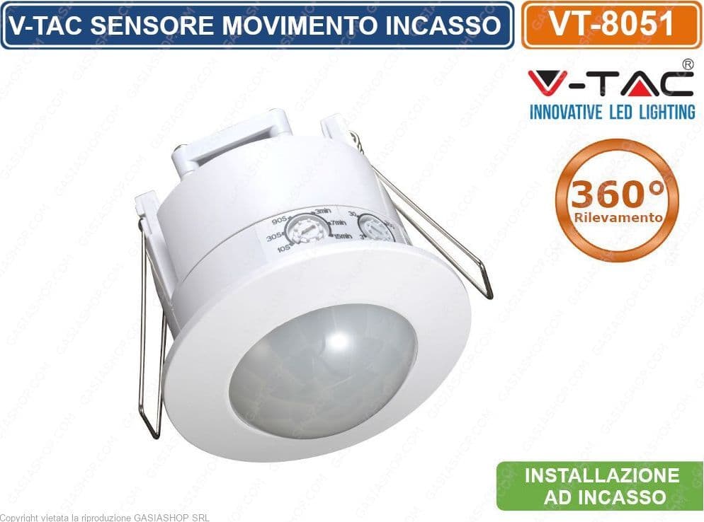 V-TAC VT-8051 SENSORE DI MOVIMENTO A INFRAROSSI PER LAMPADINE - SKU 1356 - 3