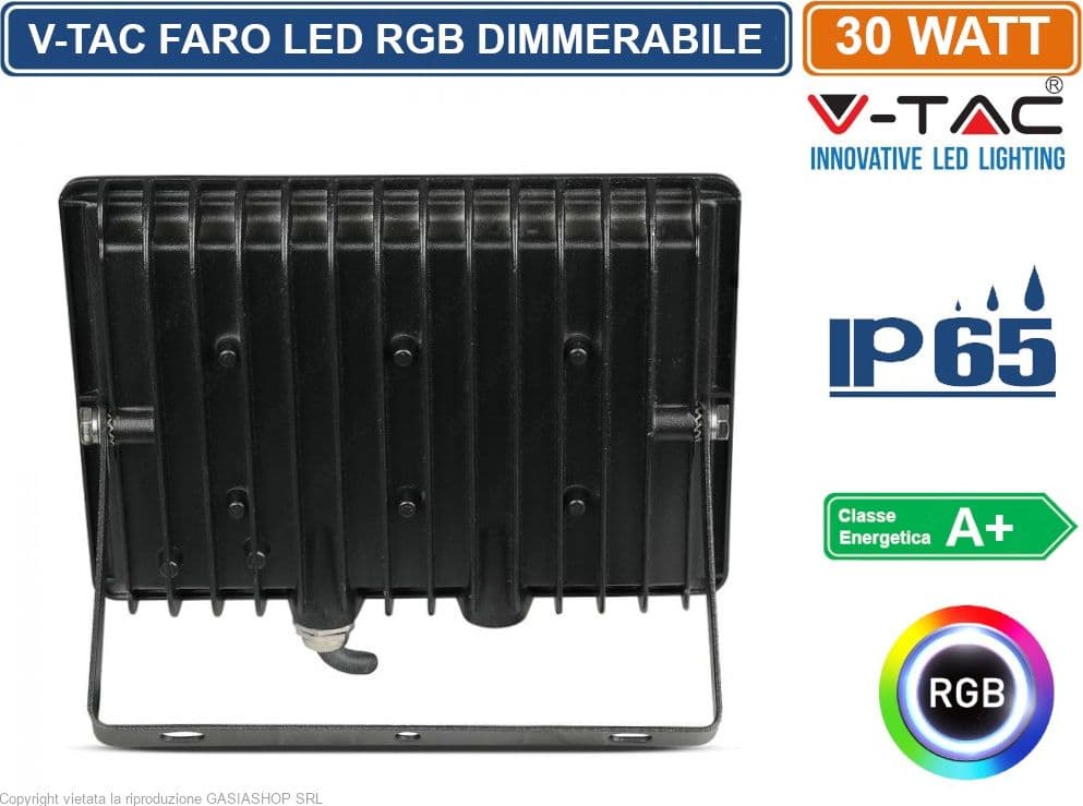 V-TAC VT-4932 FARO LED RGB 30W IP65 DIMMERABILE CON TELECOMANDO INFRAROSSI - SKU 5995 - 2
