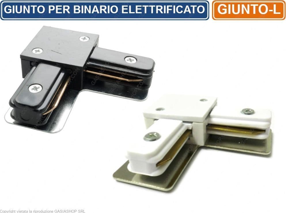 UNIVERSO CONNETTORE GIUNTO ANGOLARE 90° A L PER BINARI ELETTRIFICATI MONOFASE TRACK LIGHT - 4