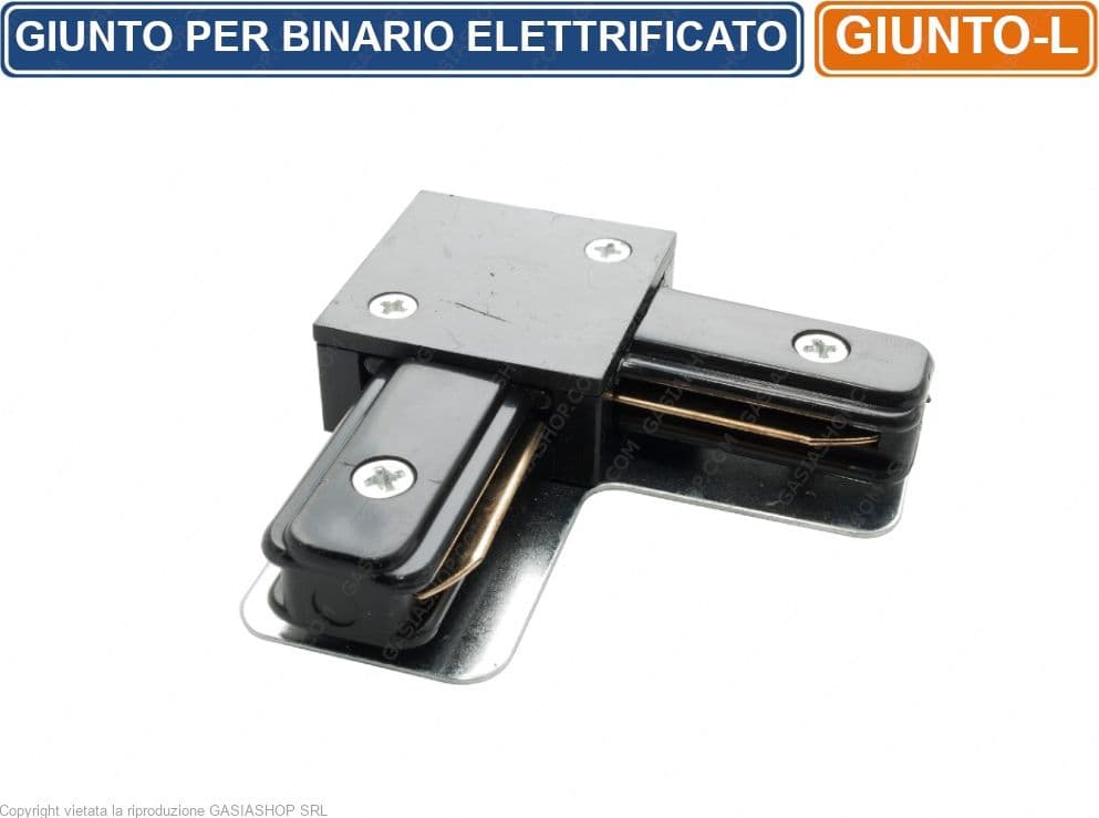 UNIVERSO CONNETTORE GIUNTO ANGOLARE 90° A L PER BINARI ELETTRIFICATI MONOFASE TRACK LIGHT - 3