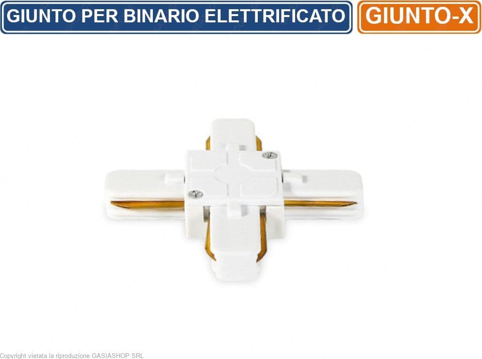 CONNETTORE GIUNTO A X QUADRUPLO CONTATTO PER BINARI ELETTRIFICATI MONOFASE TRACK LIGHT - 2
