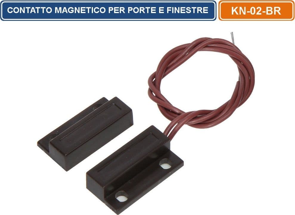 KN-02BR SENSORE MAGNETICO FILARE PER PORTE E FINESTRE ANTIFURTO DA INTERNO MARRONE